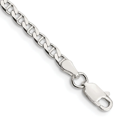 9 Inch Sterling Silver 3.15mm D/C Flat Anchor Curb Chain Anklet