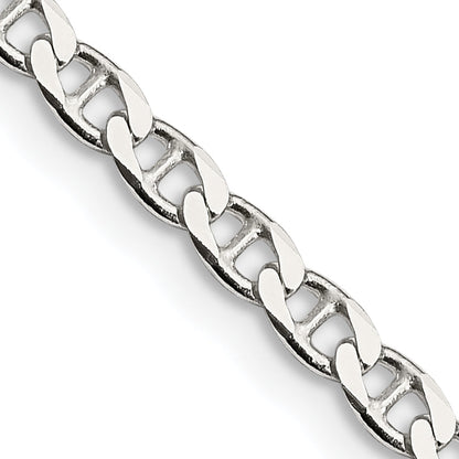 22 Inch Sterling Silver 3.15mm D/C Flat Anchor Curb Chain Necklace