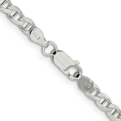 24 Inch Sterling Silver 4.0mm D/C Flat Anchor Curb Chain Necklace