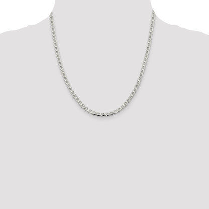 20 Inch Sterling Silver 4.0mm D/C Flat Anchor Curb Chain Necklace