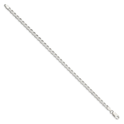 7 Inch Sterling Silver 4.0mm D/C Flat Anchor Curb Chain Bracelet