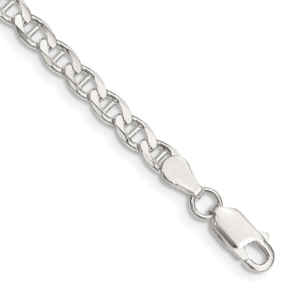 8 Inch Sterling Silver 4.0mm D/C Flat Anchor Curb Chain Bracelet