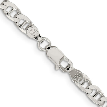 20 Inch Sterling Silver 4.65mm D/C Flat Anchor Curb Chain Necklace