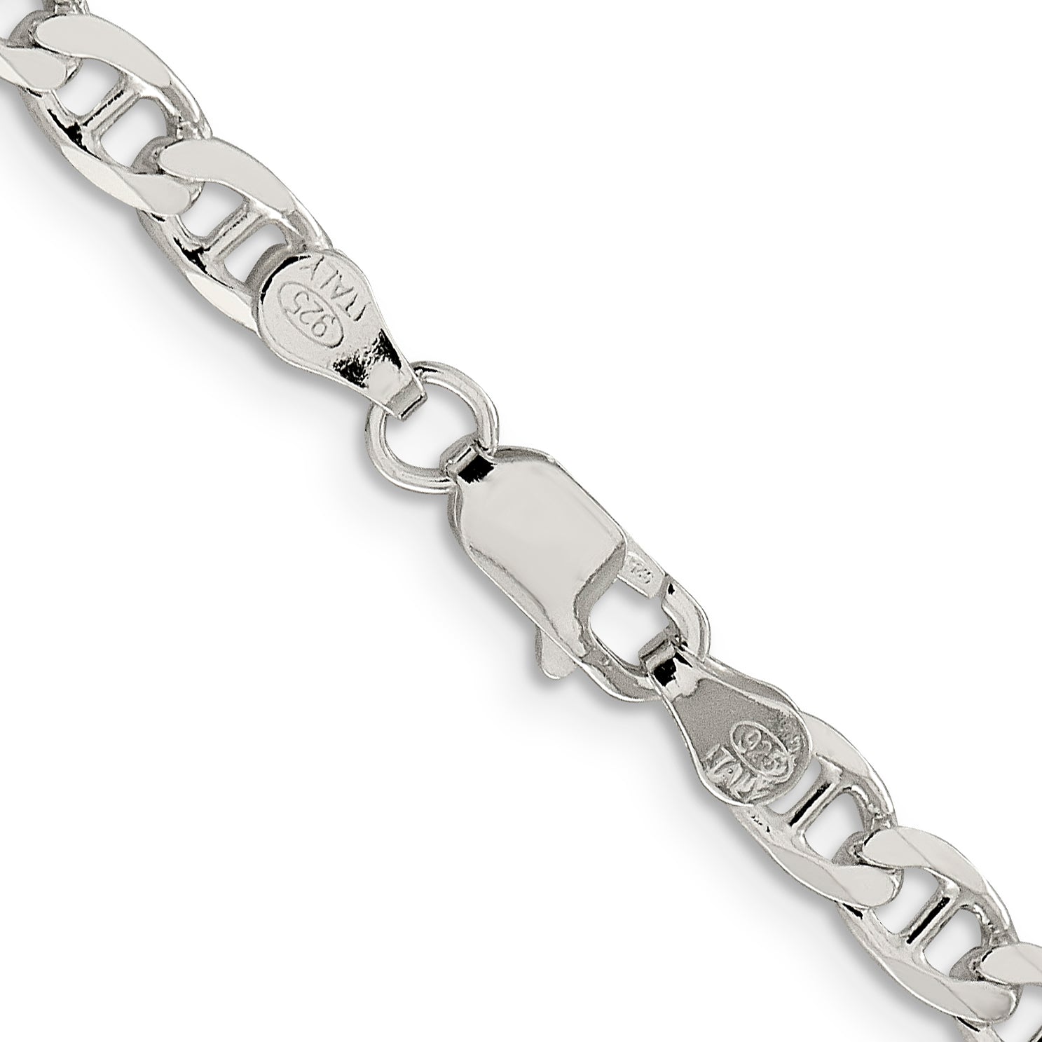 22 Inch Sterling Silver 4.65mm D/C Flat Anchor Curb Chain Necklace