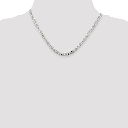 18 Inch Sterling Silver 4.65mm D/C Flat Anchor Curb Chain Necklace