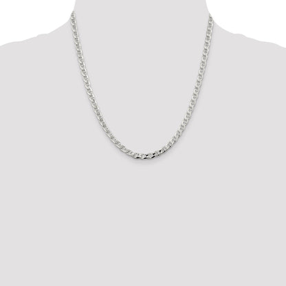 20 Inch Sterling Silver 4.65mm D/C Flat Anchor Curb Chain Necklace