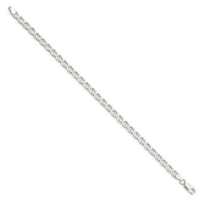 8 Inch Sterling Silver 4.65mm D/C Flat Anchor Curb Chain Bracelet