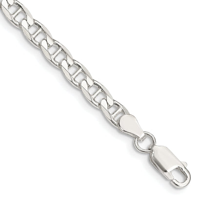 7 Inch Sterling Silver 4.65mm D/C Flat Anchor Curb Chain Bracelet