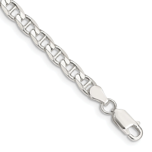 7 Inch Sterling Silver 4.65mm D/C Flat Anchor Curb Chain Bracelet