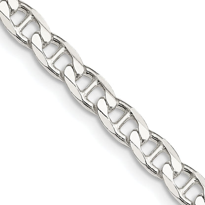 24 Inch Sterling Silver 4.65mm D/C Flat Anchor Curb Chain Necklace