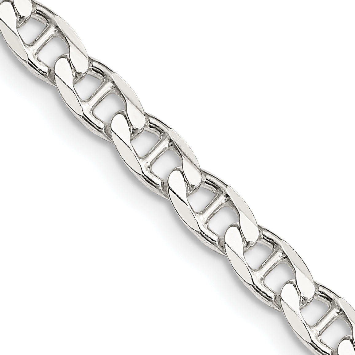 18 Inch Sterling Silver 4.65mm D/C Flat Anchor Curb Chain Necklace