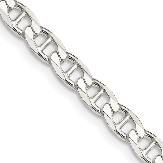 18 Inch Sterling Silver 4.65mm D/C Flat Anchor Curb Chain Necklace