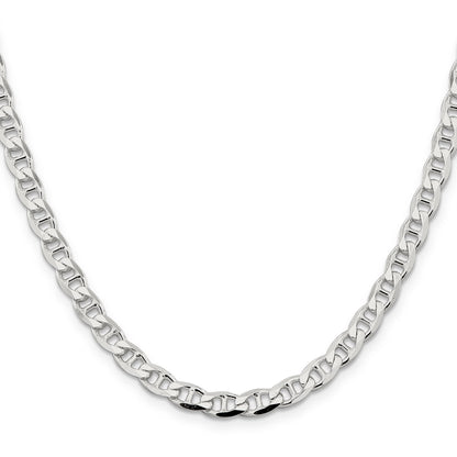 18 Inch Sterling Silver 5.7mm D/C Flat Anchor Curb Chain Necklace