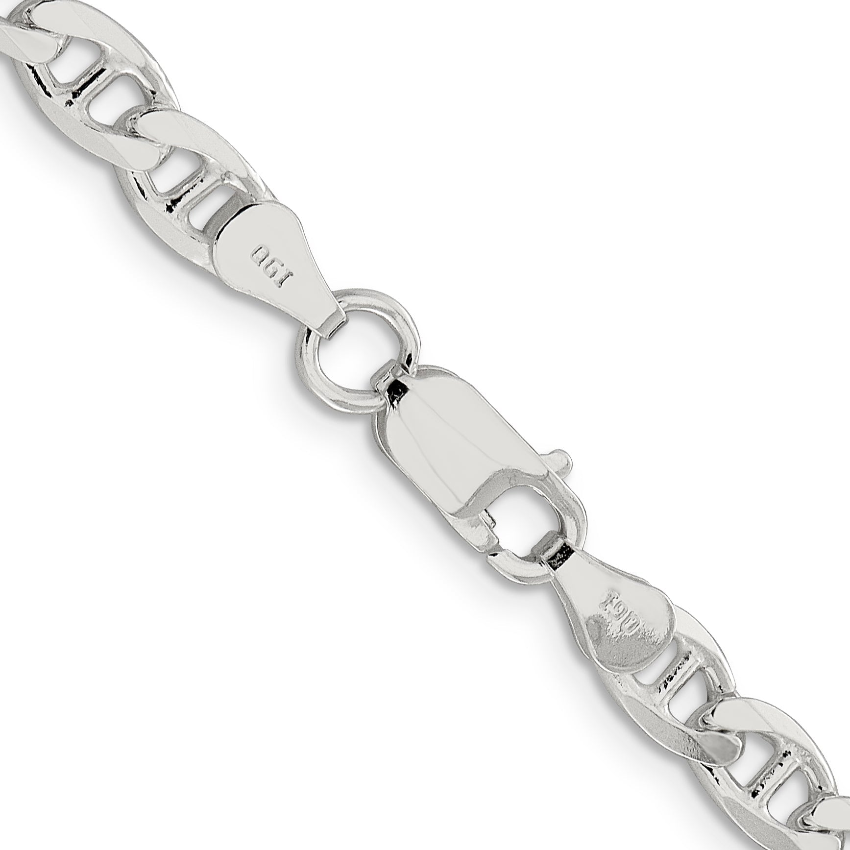 24 Inch Sterling Silver 5.7mm D/C Flat Anchor Curb Chain Necklace