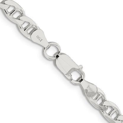 22 Inch Sterling Silver 5.7mm D/C Flat Anchor Curb Chain Necklace