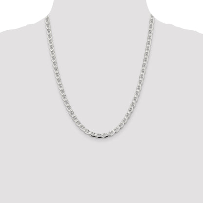 22 Inch Sterling Silver 5.7mm D/C Flat Anchor Curb Chain Necklace