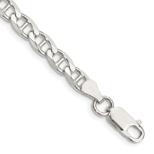 7 Inch Sterling Silver 5.7mm D/C Flat Anchor Curb Chain Bracelet
