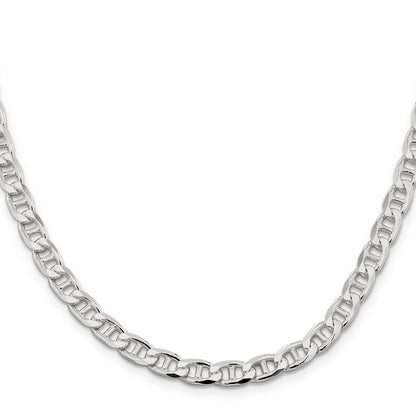 18 Inch Sterling Silver 6.5mm D/C Flat Anchor Curb Chain Necklace