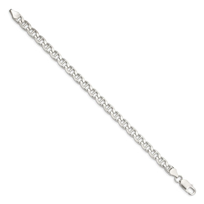 8 Inch Sterling Silver 6.5mm D/C Flat Anchor Curb Chain Bracelet