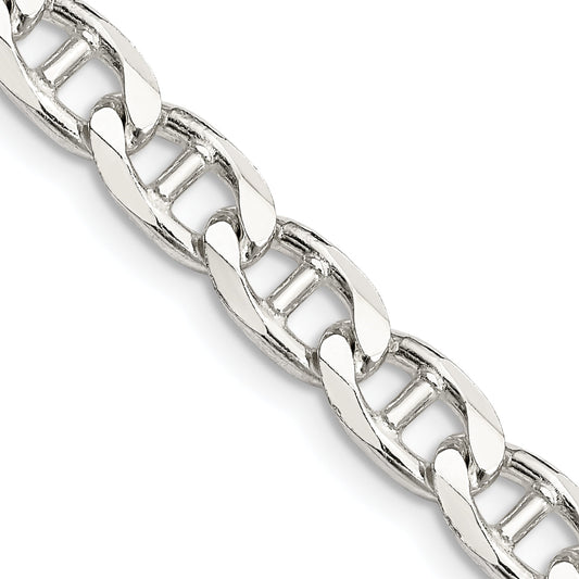 18 Inch Sterling Silver 6.5mm D/C Flat Anchor Curb Chain Necklace