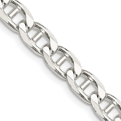 20 Inch Sterling Silver 6.5mm D/C Flat Anchor Curb Chain Necklace