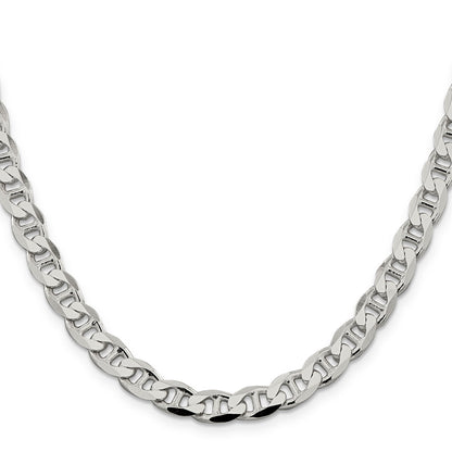 20 Inch Sterling Silver 7.4mm D/C Flat Anchor Curb Chain Necklace