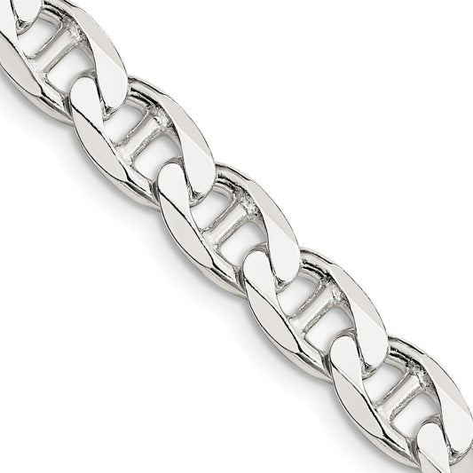 20 Inch Sterling Silver 7.4mm D/C Flat Anchor Curb Chain Necklace