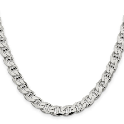20 Inch Sterling Silver 8.25mm D/C Flat Anchor Curb Chain Necklace