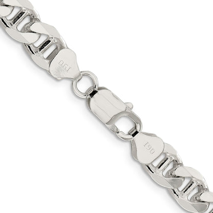 26 Inch Sterling Silver 8.25mm D/C Flat Anchor Curb Chain Necklace