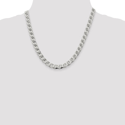 20 Inch Sterling Silver 8.25mm D/C Flat Anchor Curb Chain Necklace