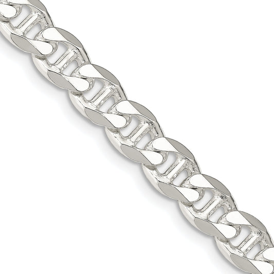 24 Inch Sterling Silver 8.25mm D/C Flat Anchor Curb Chain Necklace