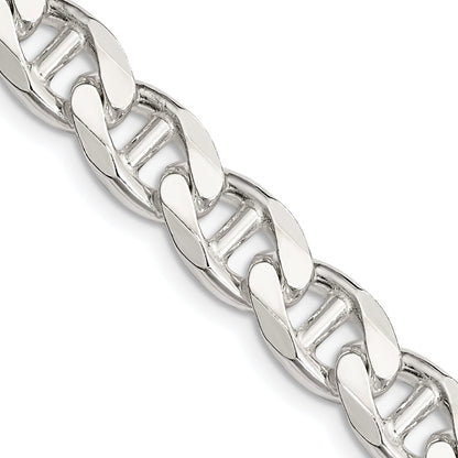 22 Inch Sterling Silver 9mm D/C Flat Anchor Curb Chain Necklace
