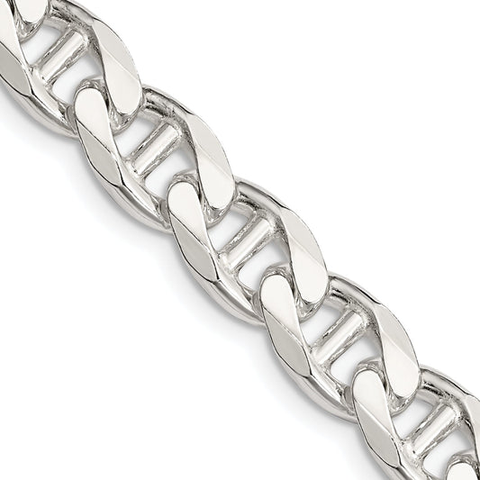 22 Inch Sterling Silver 9mm D/C Flat Anchor Curb Chain Necklace