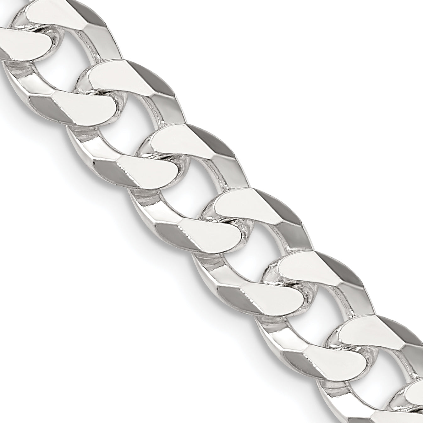 24 Inch Sterling Silver 8.5mm Beveled Curb Chain Necklace (QFB210-24 ...