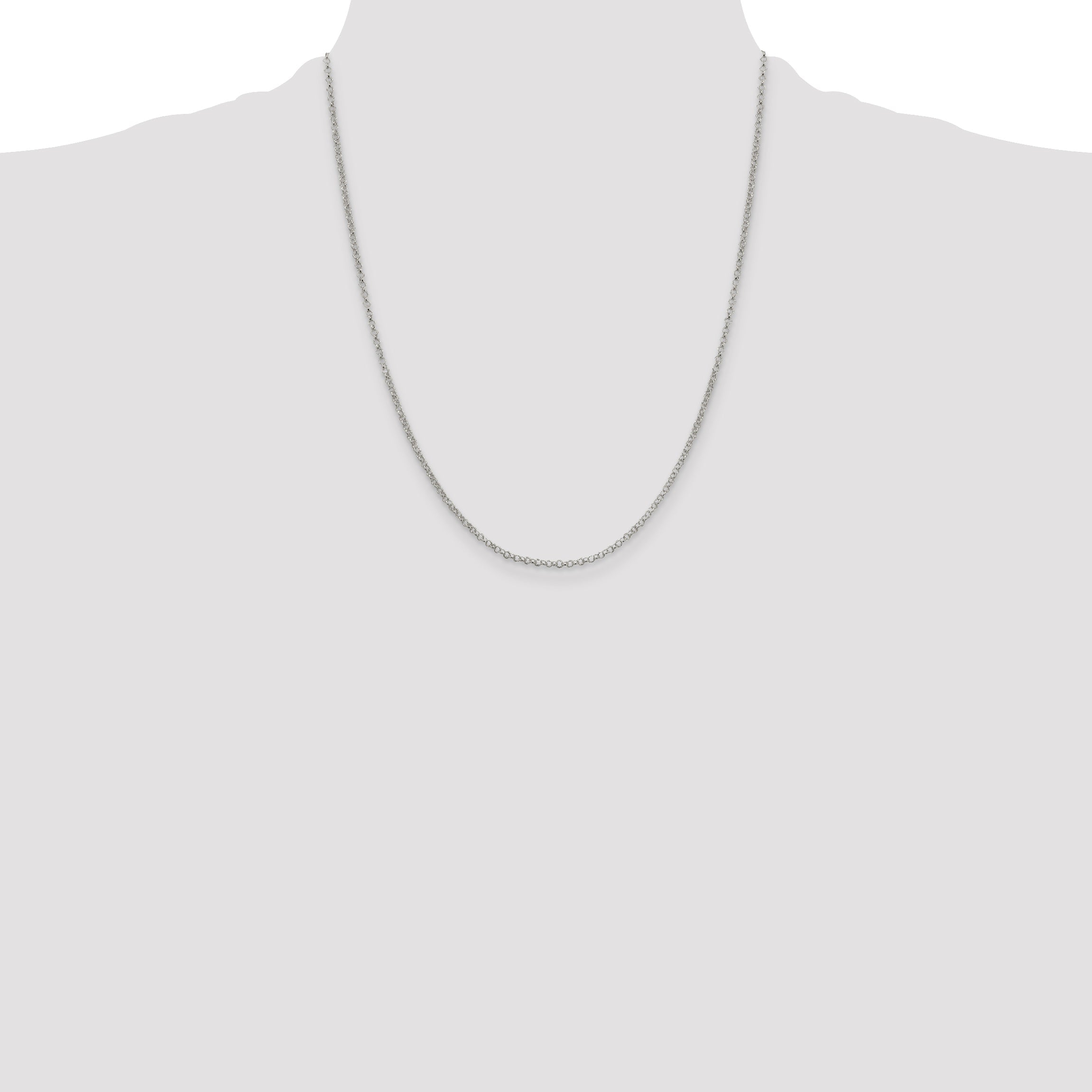 22 Inch Sterling Silver 2mm Rolo Chain Necklace