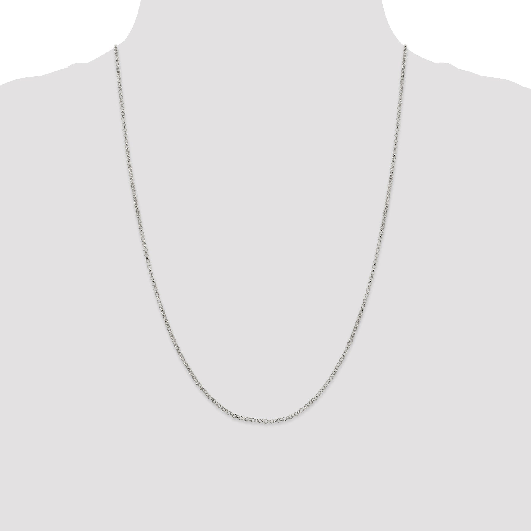 24 Inch Sterling Silver 2mm Rolo Chain Necklace