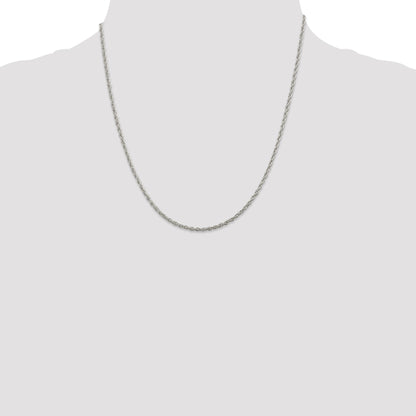 20 Inch Sterling Silver 2mm Loose Rope Chain Necklace
