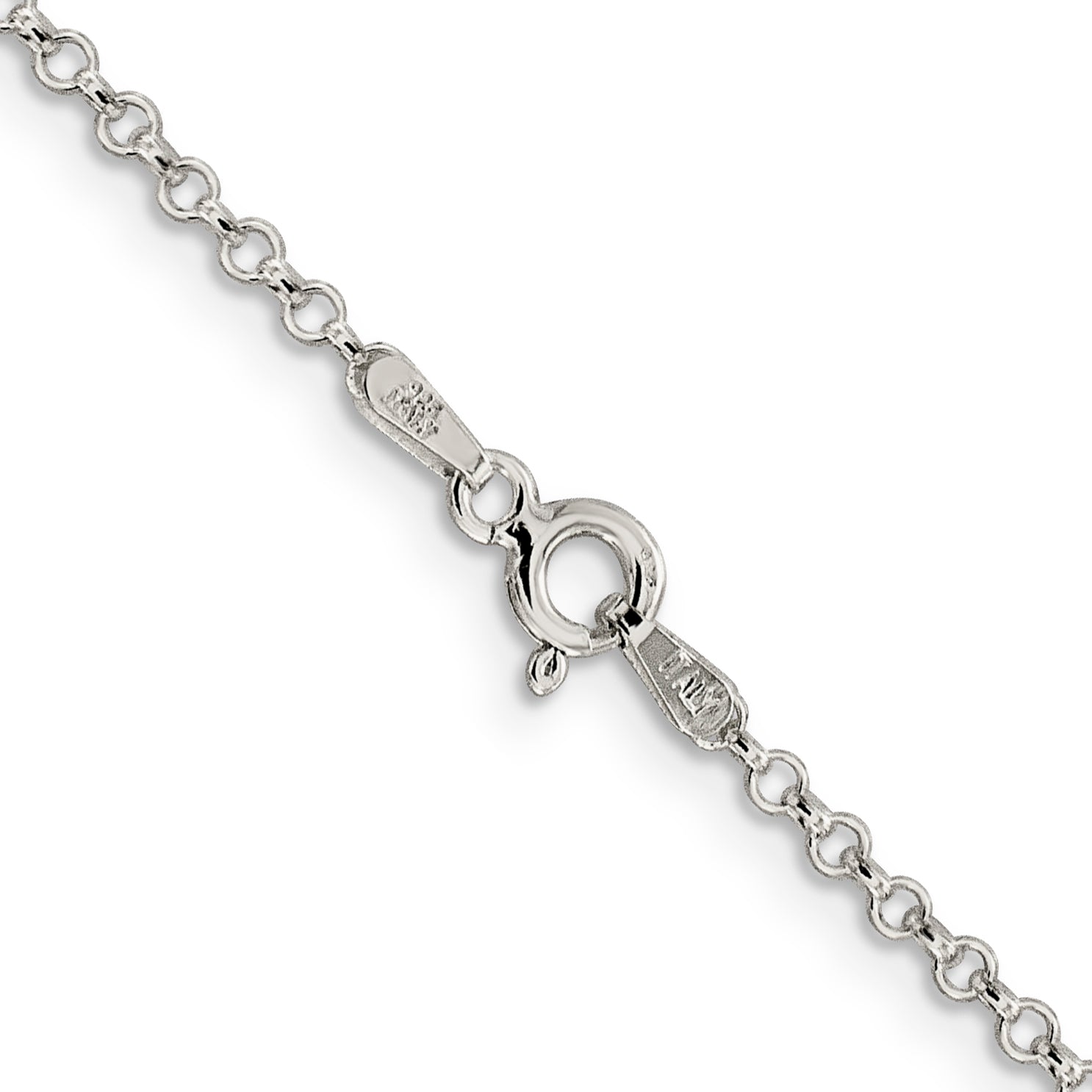 22 Inch Sterling Silver 2mm Rolo Chain Necklace