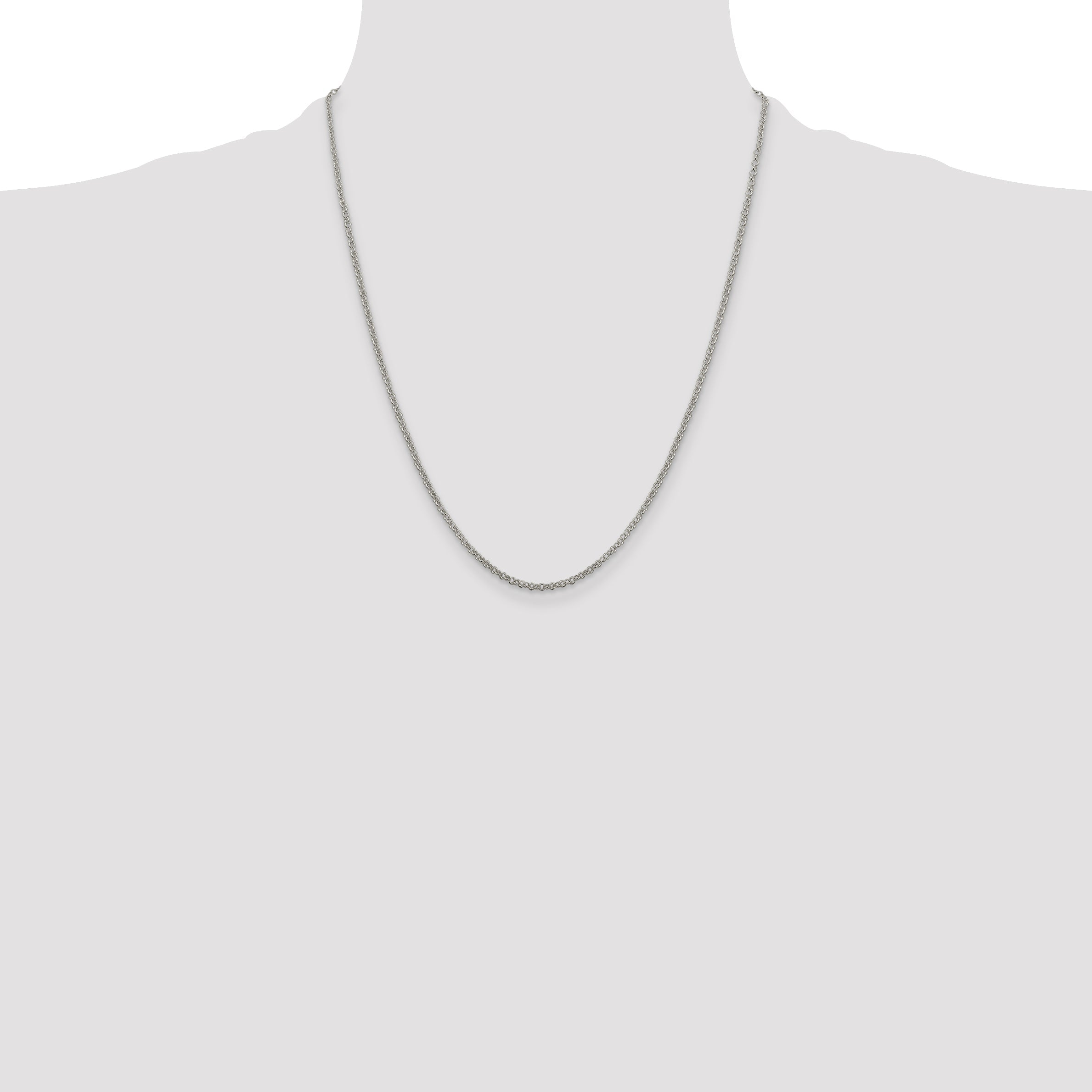 22 Inch Sterling Silver 2mm Rolo Chain W/4In Ext.