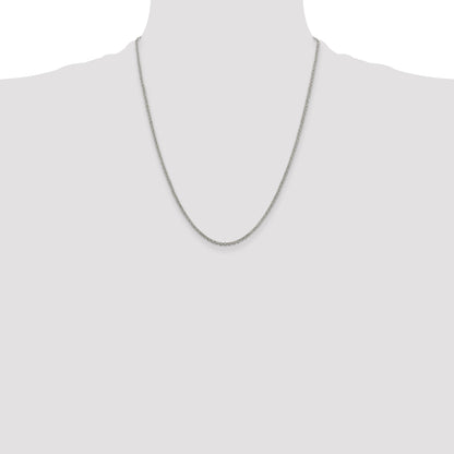 22 Inch Sterling Silver 2mm Rolo Chain W/4In Ext.