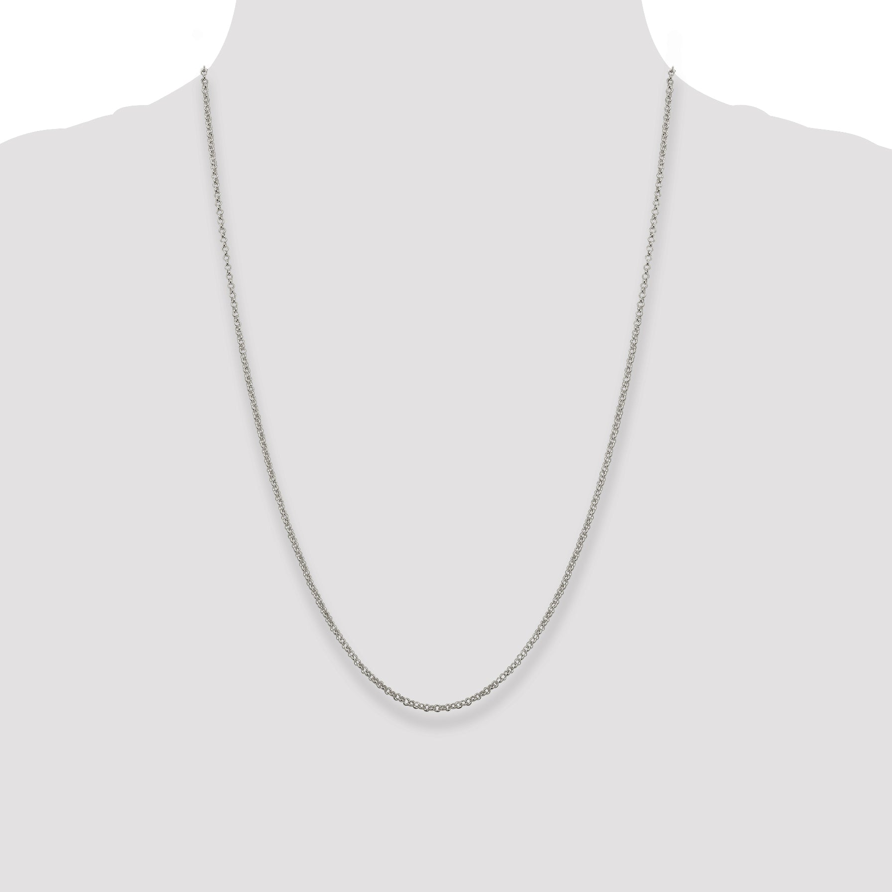 24 Inch Sterling Silver 2mm Rolo Chain Necklace