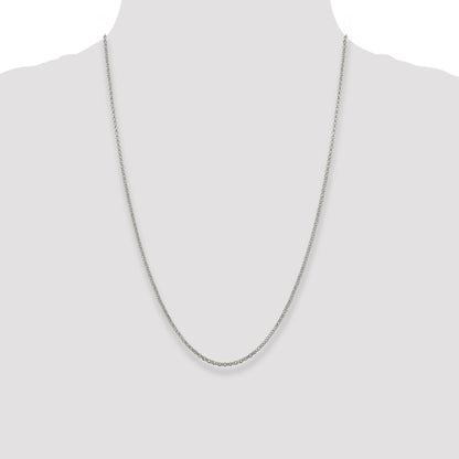24 Inch Sterling Silver 2mm Rolo Chain Necklace