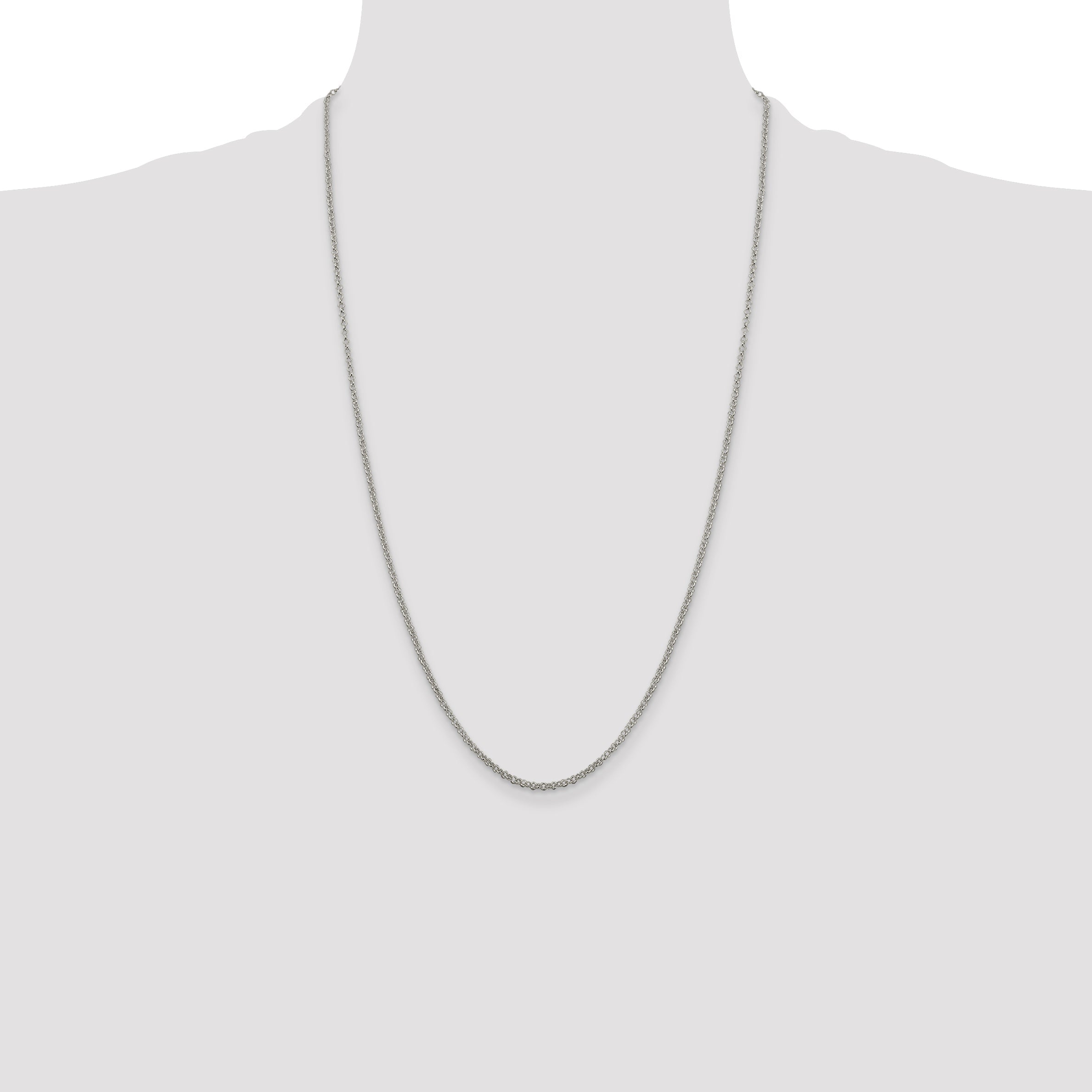26 Inch Sterling Silver 2mm Rolo Chain Necklace
