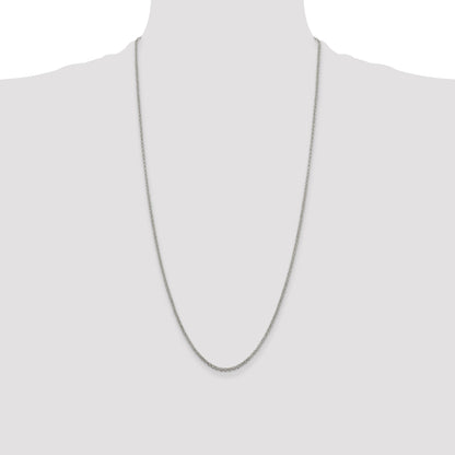 28 Inch Sterling Silver 2mm Rolo Chain Necklace