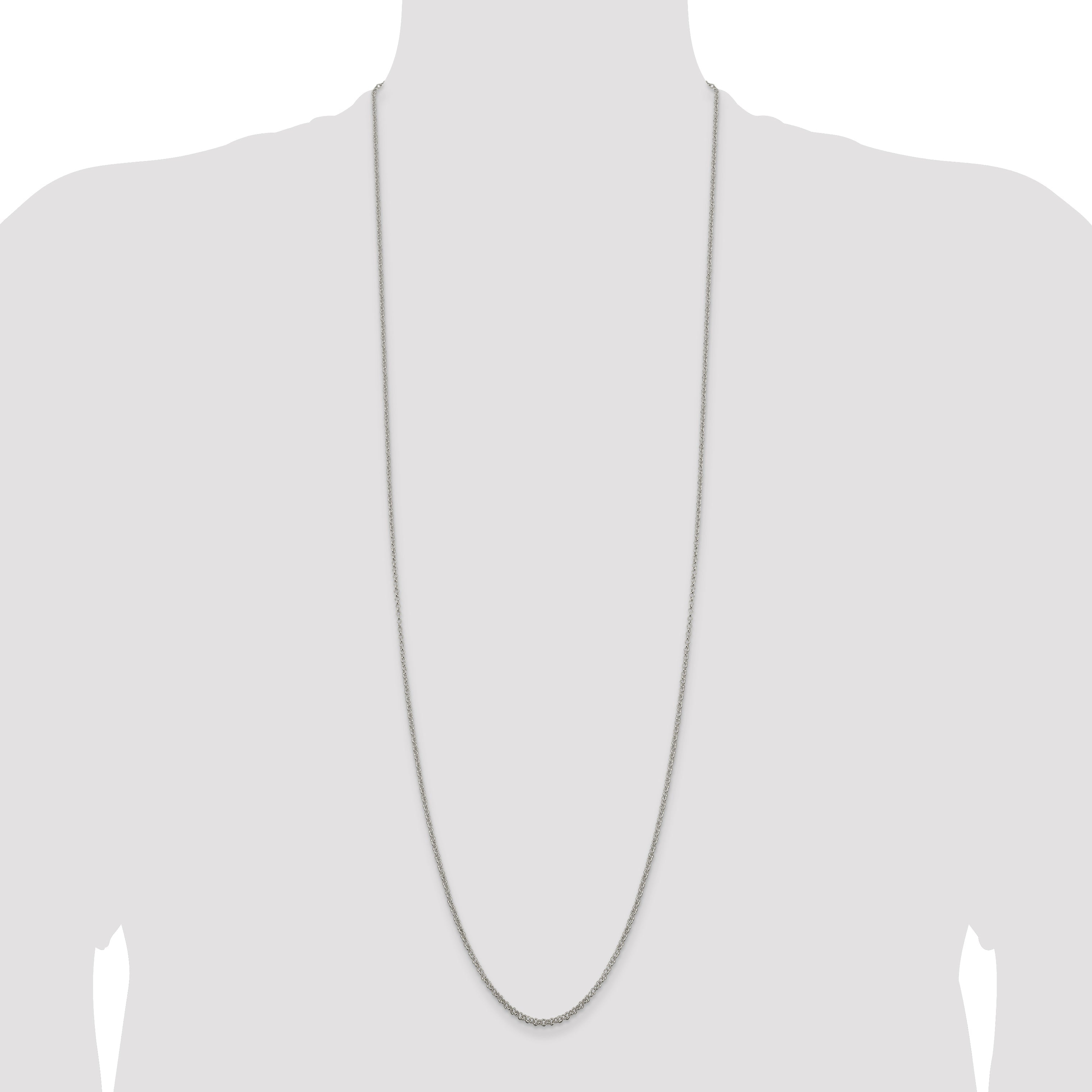 36 Inch Sterling Silver 2mm Rolo Chain Necklace