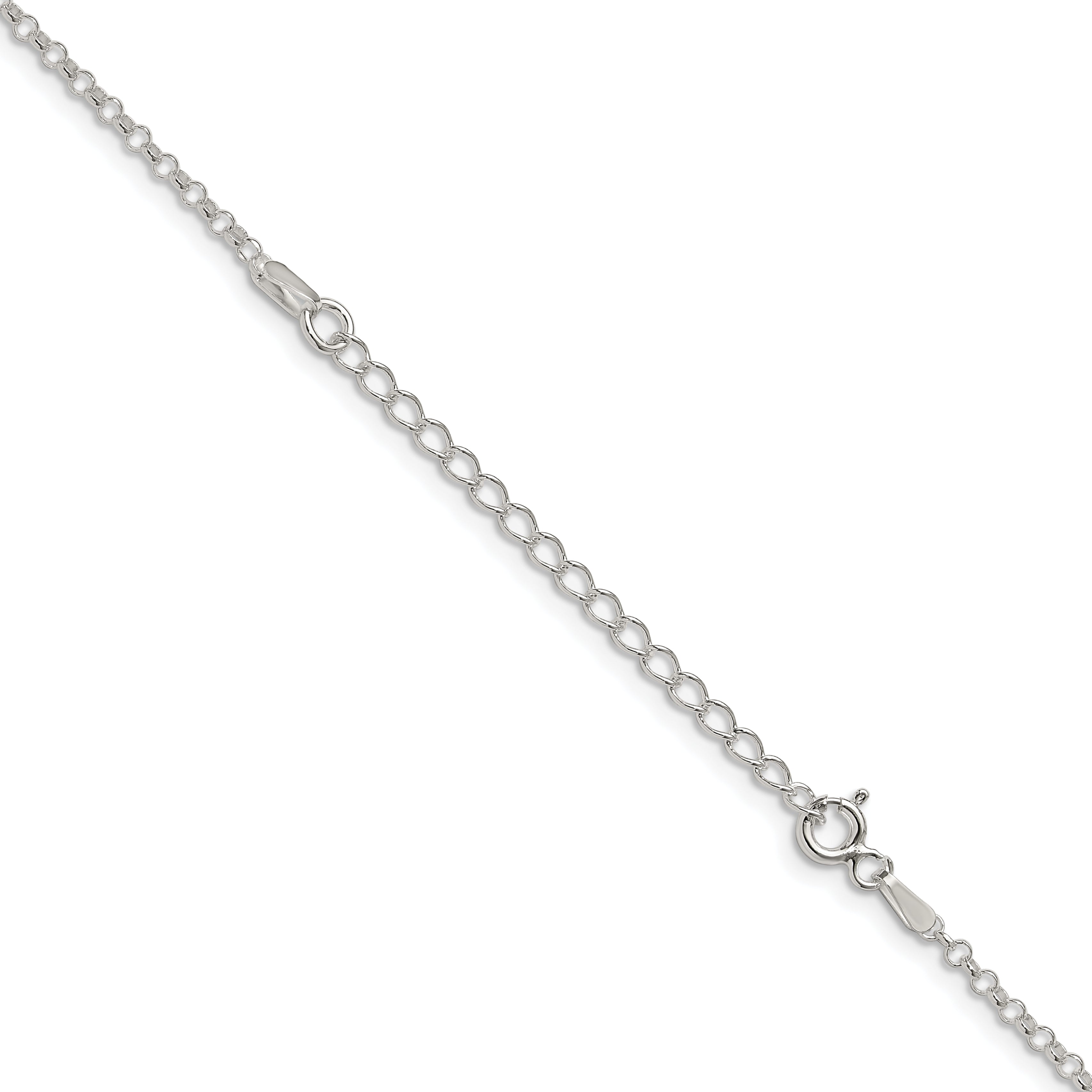 18 Inch Sterling Silver 2mm Rolo Chain W/2In Ext.