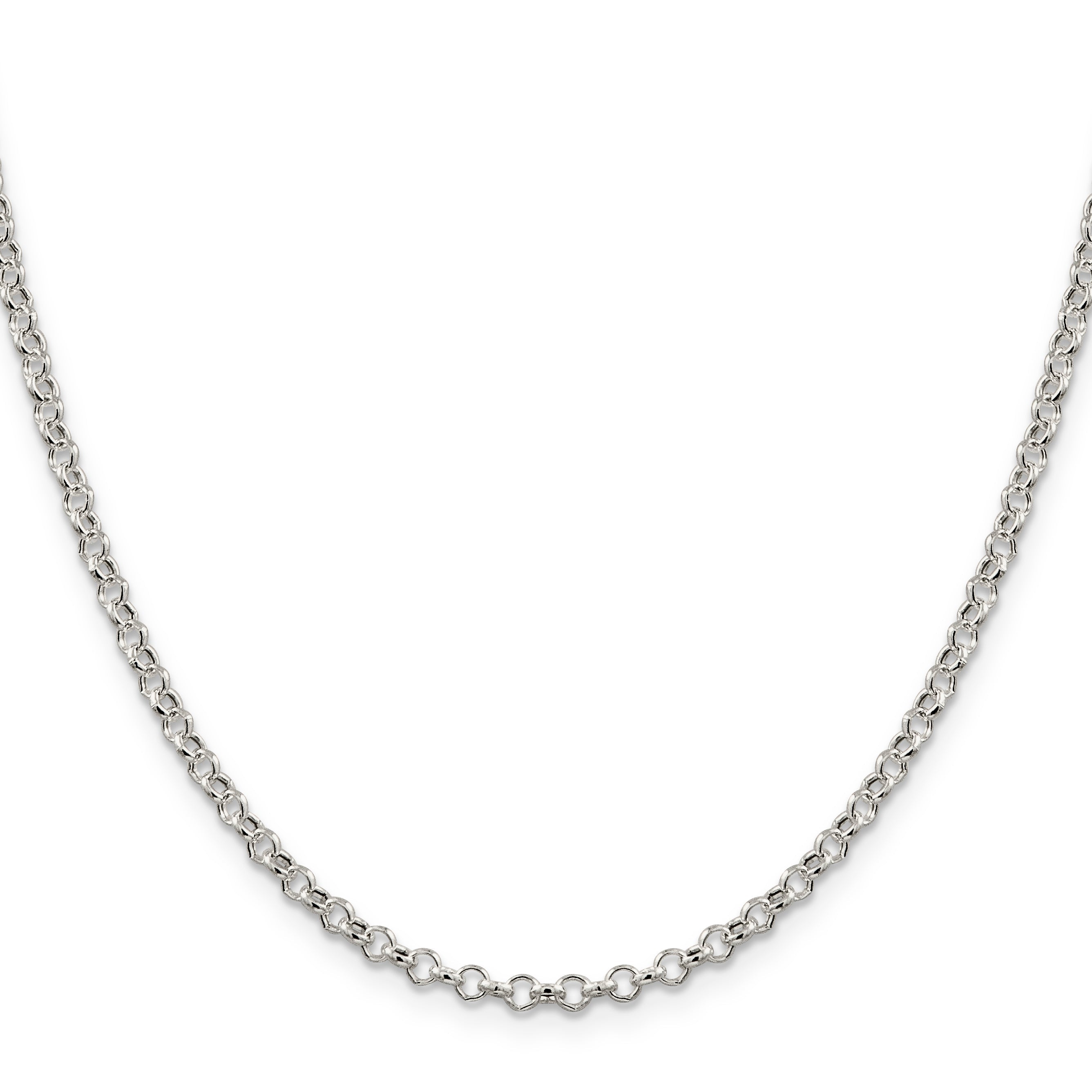 16 Inch Sterling Silver 3mm Semi-Solid Rolo Chain Necklace