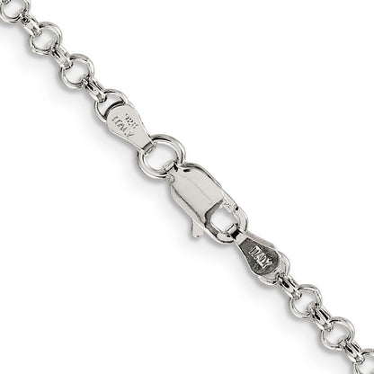 20 Inch Sterling Silver 3mm Semi-Solid Rolo Chain Necklace
