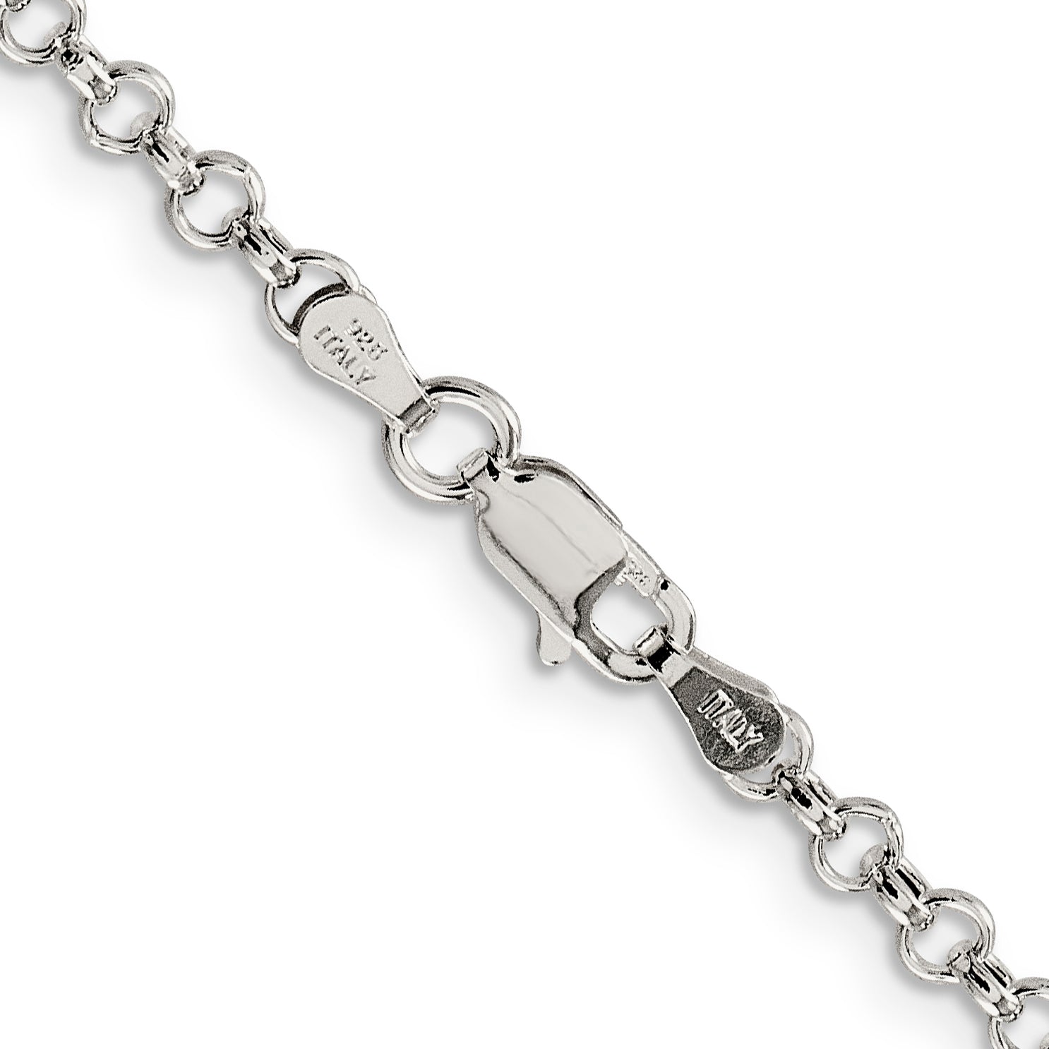 24 Inch Sterling Silver 3mm Semi-Solid Rolo Chain Necklace