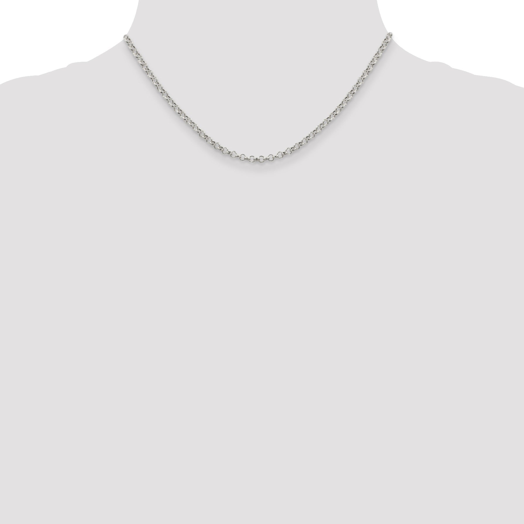 16 Inch Sterling Silver 3mm Semi-Solid Rolo Chain Necklace